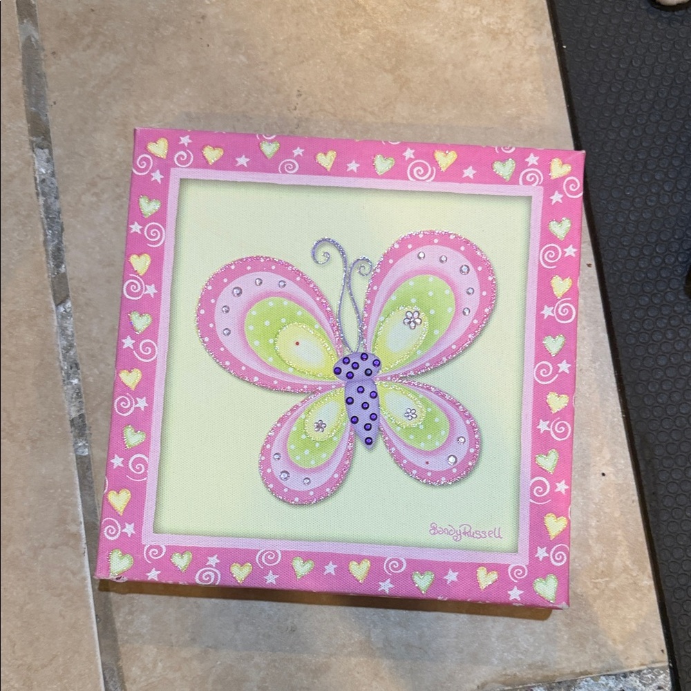 Russell Athletic Pink and Green Butterfly Wall Art NIP